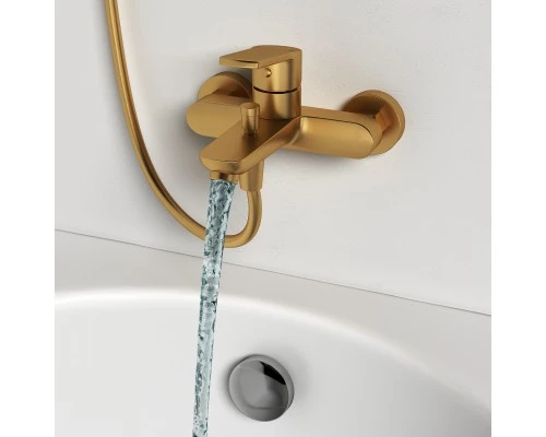 Смеситель д/ванны и душа Abelsberg UNF25747BG Lineara, королевское золото