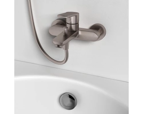 Смеситель д/ванны и душа Abelsberg UNF25747BN Lineara, титан