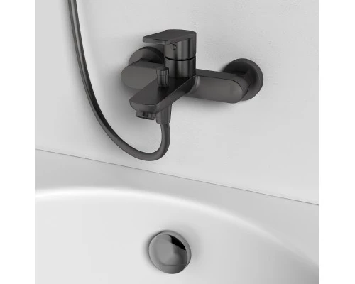 Смеситель д/ванны и душа Abelsberg UNF25747GM Lineara, космическая сталь