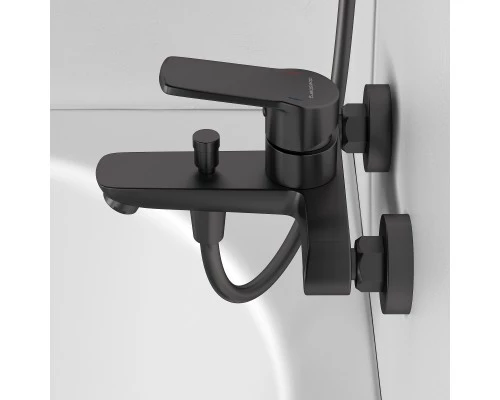 Смеситель д/ванны и душа Abelsberg UNF25747GM Lineara, космическая сталь