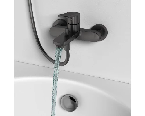 Смеситель д/ванны и душа Abelsberg UNF25747GM Lineara, космическая сталь
