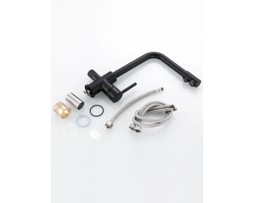 Смеситель "WaterHouse" для кухни с подключением к фильтру из латуни (черный матовый)