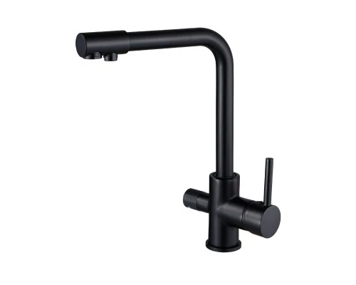 Смеситель "WaterHouse" для кухни с подключением к фильтру из латуни (черный матовый)
