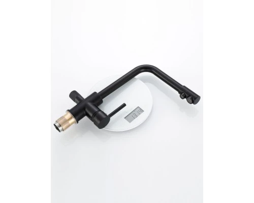 Смеситель "WaterHouse" для кухни с подключением к фильтру из латуни (черный матовый)