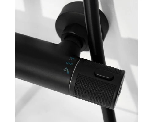 Душевая система с тропическим душем смесителем и термостатом из латуни WaterHouse (черный матовый)