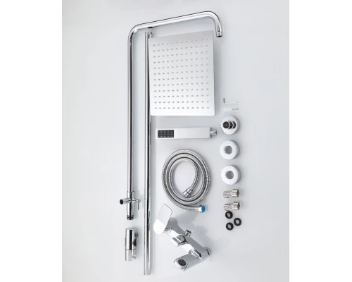 Душевая система с тропическим душем (гарнитур) и стойкой из латуни WaterHouse (хром)