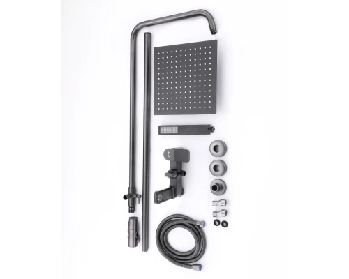 Душевая система с тропическим душем (гарнитур) и стойкой из латуни WaterHouse (графит)