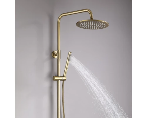 Душевая система с тропическим душем (гарнитур) и термостатом из латуни BesserKraft (матовое золото)