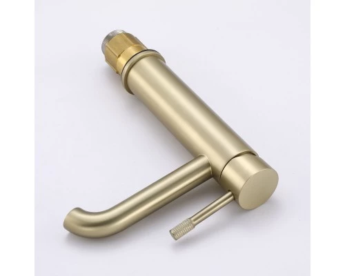 Смеситель для раковины в ванную из латуни низкий WaterHouse (матовое золото)