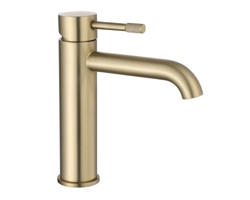Смеситель для раковины в ванную из латуни низкий WaterHouse (матовое золото)