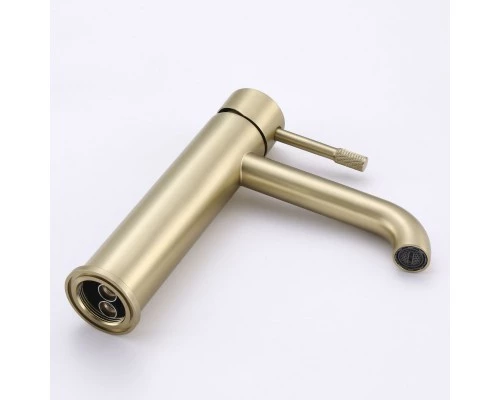 Смеситель для раковины в ванную из латуни низкий WaterHouse (матовое золото)