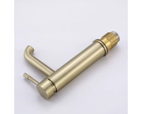 Смеситель для раковины в ванную из латуни низкий WaterHouse (матовое золото)