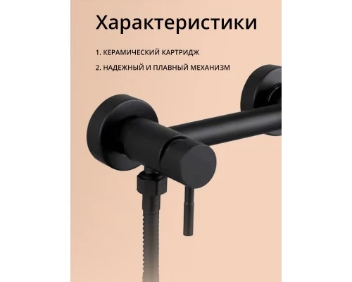 Смеситель с гигиеническим душем внешнего монтажа WaterHouse (черный матовый)