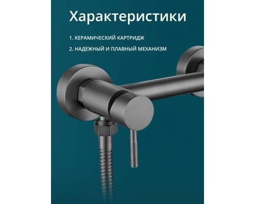 Смеситель с гигиеническим душем внешнего монтажа WaterHouse (графит)