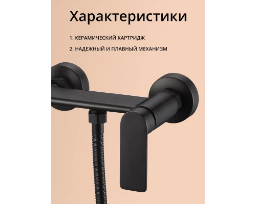 Смеситель с гигиеническим душем внешнего монтажа WaterHouse (латунь, черный матовый)