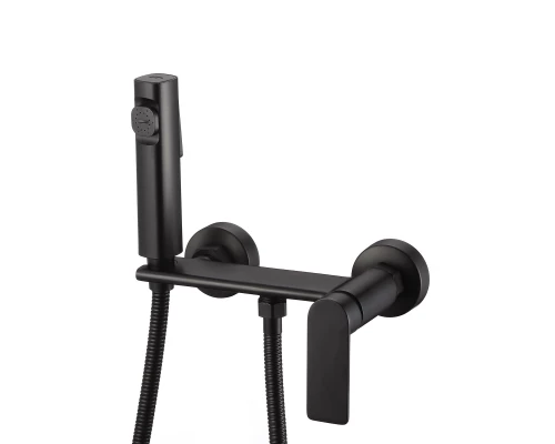 Смеситель с гигиеническим душем внешнего монтажа WaterHouse (латунь, черный матовый)