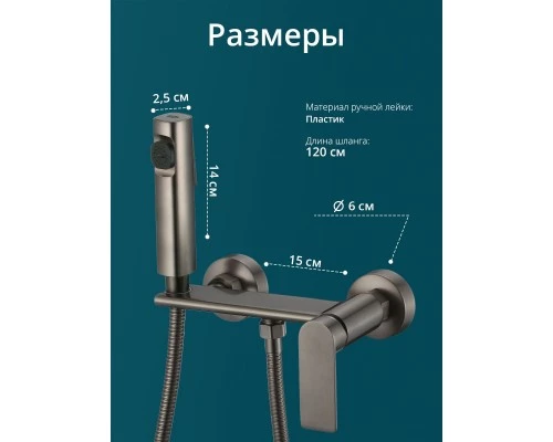 Смеситель с гигиеническим душем внешнего монтажа WaterHouse (латунь, графит)