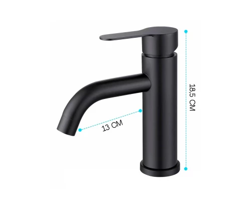 Смеситель для раковины в ванную, кран для ванной в раковину из нержавеющей стали WaterHouse (черный матовый)