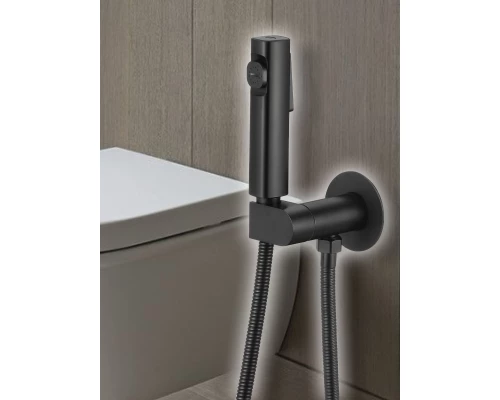 Смеситель с гигиеническим душем встраиваемый с прогрессивным картриджем WaterHouse (черный матовый)