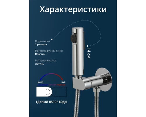 Смеситель с гигиеническим душем встраиваемый с прогрессивным картриджем WaterHouse (хром)