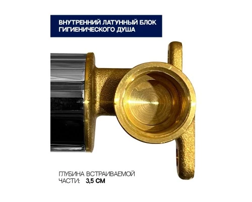 Смеситель с гигиеническим душем встраиваемый с прогрессивным картриджем WaterHouse (золото)
