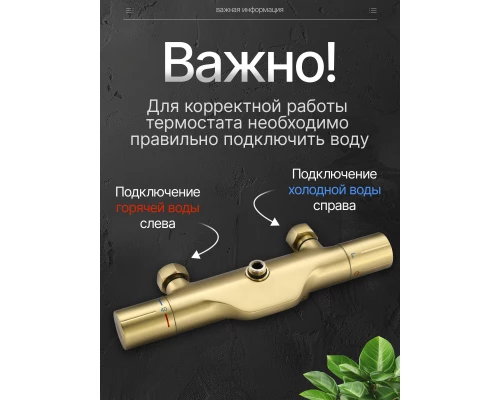 Душевая система с тропическим душем (гарнитур) и термостатом из латуни BesserKraft (матовое золото)
