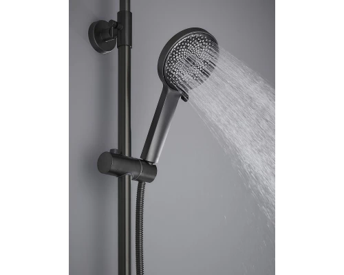 Душевая система с тропическим душем смесителем и термостатом из латуни WaterHouse (графит)