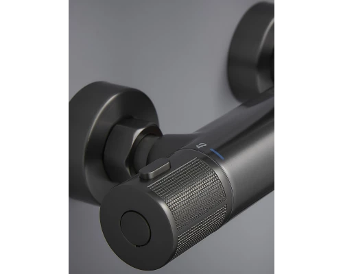 Душевая система с тропическим душем смесителем и термостатом из латуни WaterHouse (графит)