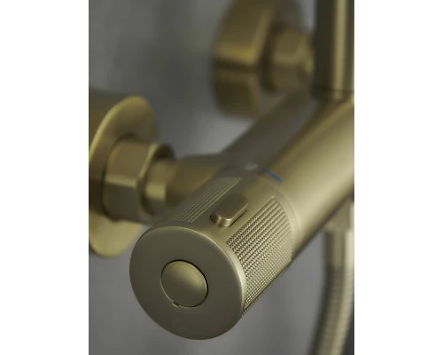 Душевая система с тропическим душем смесителем и термостатом из латуни WaterHouse (матовое золото)