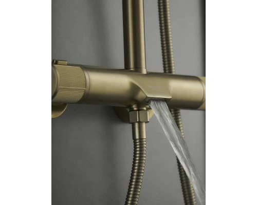 Душевая система с тропическим душем смесителем и термостатом из латуни WaterHouse (матовое золото)