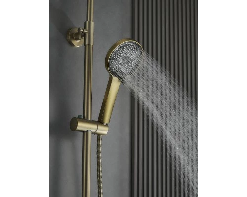 Душевая система с тропическим душем смесителем и термостатом из латуни WaterHouse (матовое золото)