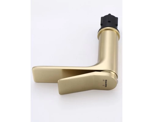 Смеситель для раковины в ванную низкий из латуни WaterHouse (матовое золото)