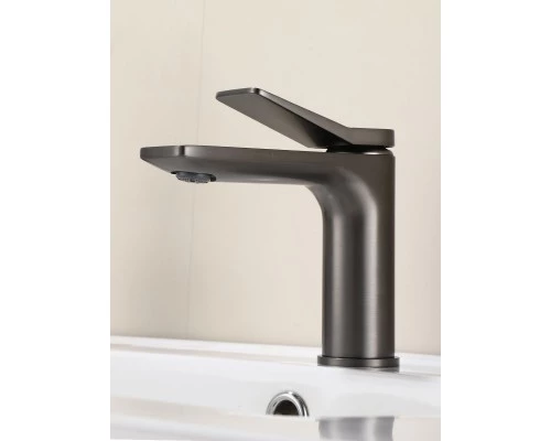 Смеситель для раковины в ванную низкий из латуни WaterHouse (графит)