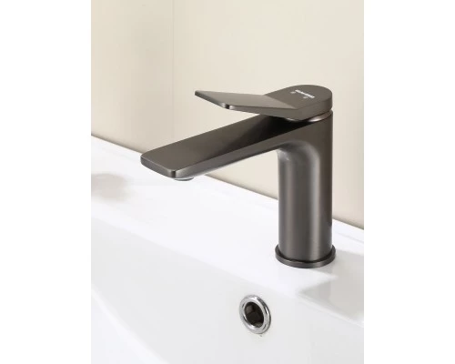 Смеситель для раковины в ванную низкий из латуни WaterHouse (графит)