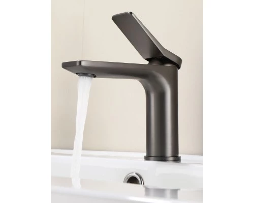 Смеситель для раковины в ванную низкий из латуни WaterHouse (графит)