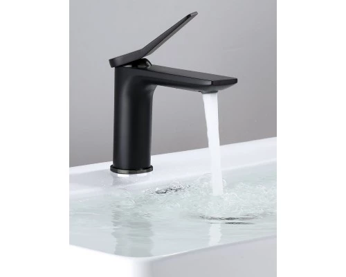 Смеситель для раковины (умывальника) в ванную из латуни WaterHouse (черный матовый)