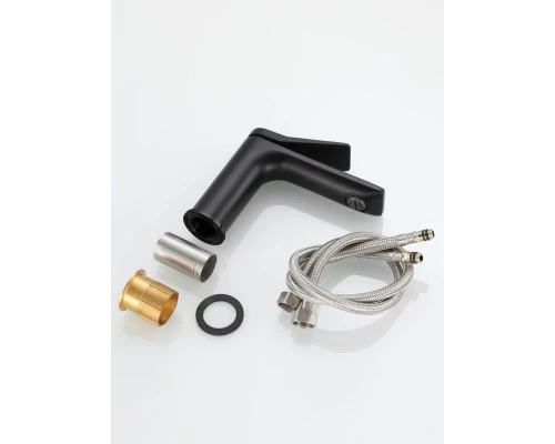 Смеситель для раковины (умывальника) в ванную из латуни WaterHouse (черный матовый)