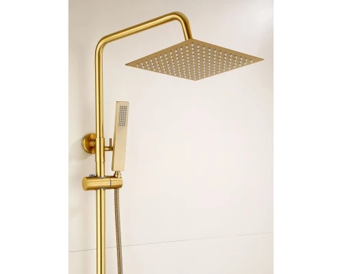 Душевая система с тропическим душем и стойкой из латуни WaterHouse (золото матовое)