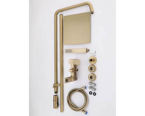 Душевая система с тропическим душем и стойкой из латуни WaterHouse (золото матовое)