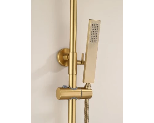 Душевая система с тропическим душем и стойкой из латуни WaterHouse (золото матовое)