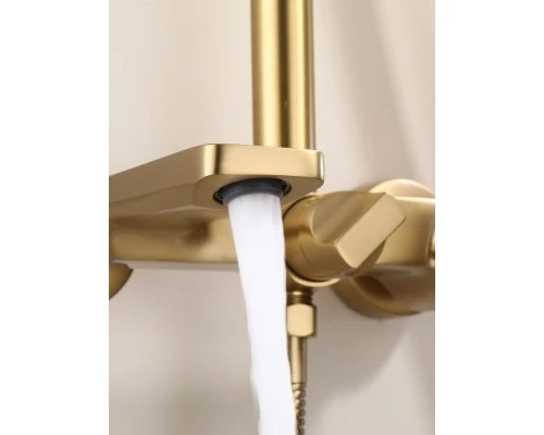 Душевая система с тропическим душем и стойкой из латуни WaterHouse (золото матовое)