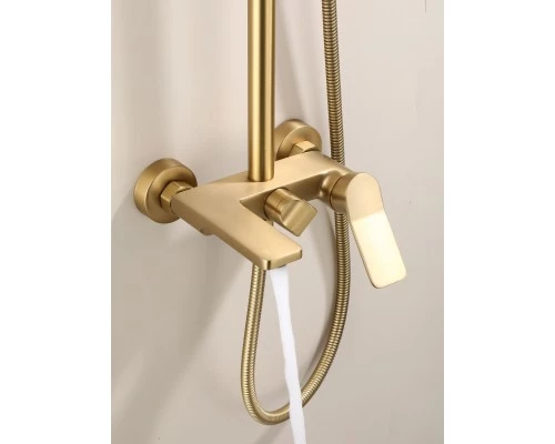 Душевая система с тропическим душем и стойкой из латуни WaterHouse (золото матовое)