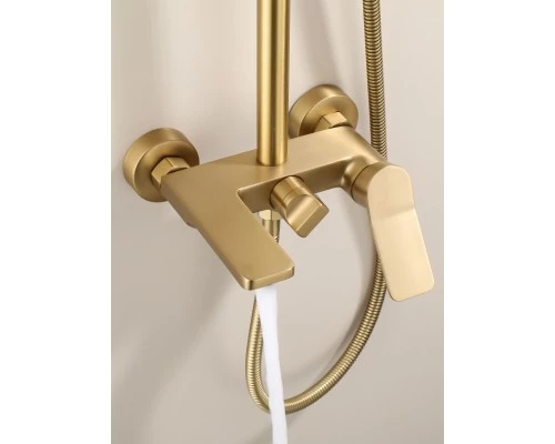 Душевая система с тропическим душем и стойкой из латуни WaterHouse (золото матовое)