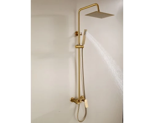 Душевая система с тропическим душем и стойкой из латуни WaterHouse (золото матовое)