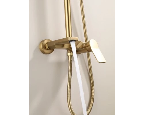Душевая система с тропическим душем и стойкой из латуни WaterHouse (золото матовое)