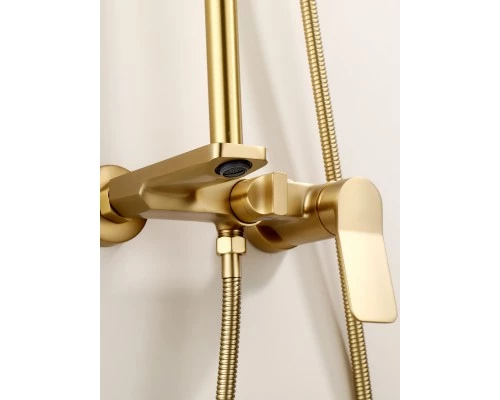 Душевая система с тропическим душем и стойкой из латуни WaterHouse (золото матовое)