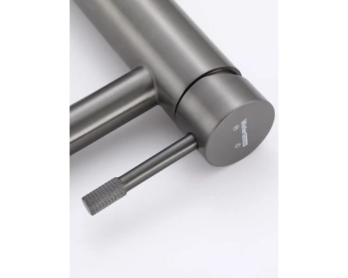 Смеситель для раковины в ванную низкий из латуни WaterHouse (графит)