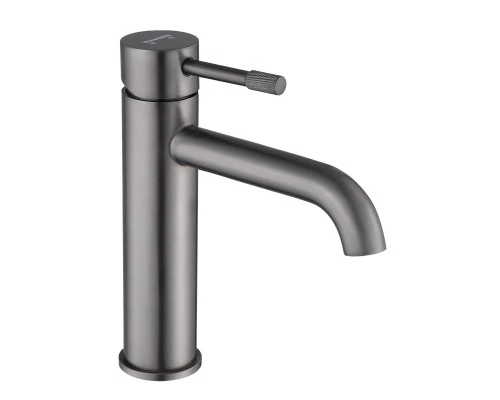 Смеситель для раковины в ванную низкий из латуни WaterHouse (графит)