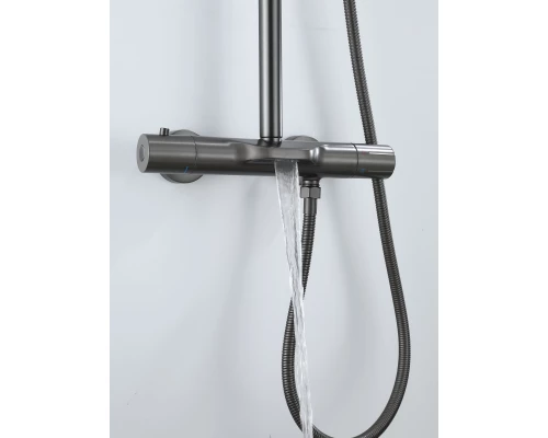 Душевая система с тропическим душем и термостатом из латуни BesserKraft (графит)