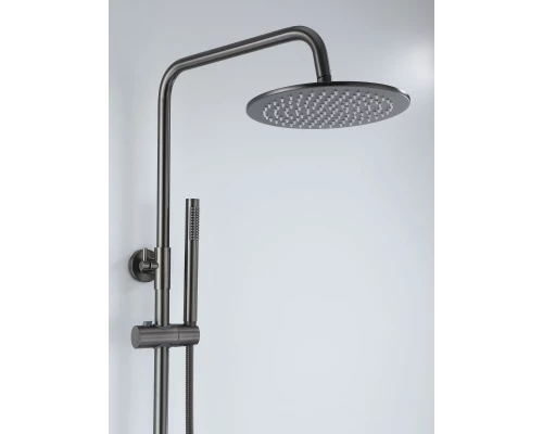 Душевая система с тропическим душем и термостатом из латуни BesserKraft (графит)